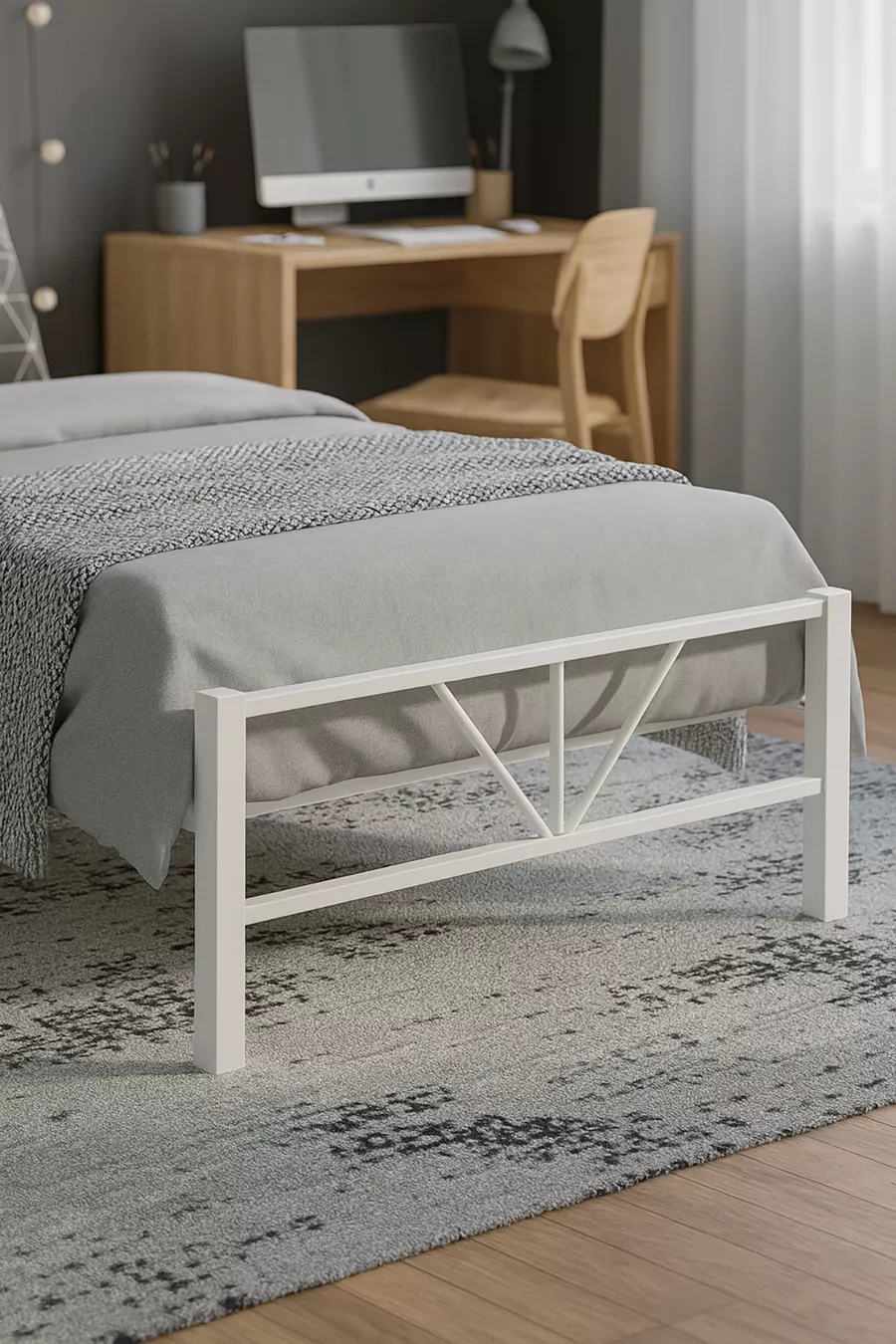 Alchera Single Metal Bed White