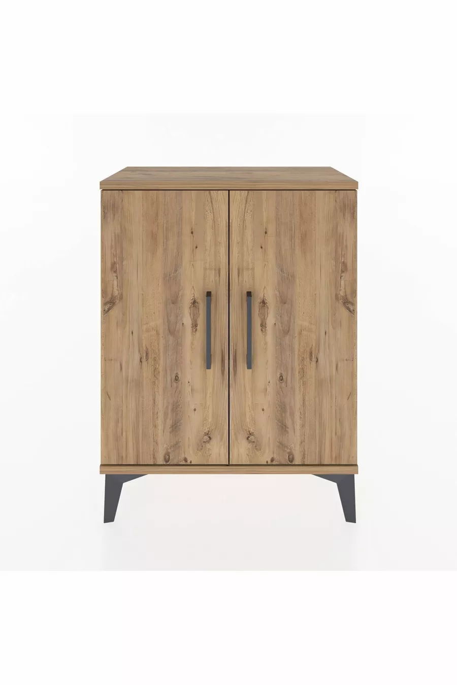 Table de chevet Arges à 2 étagères et 2 portes, pin-pin