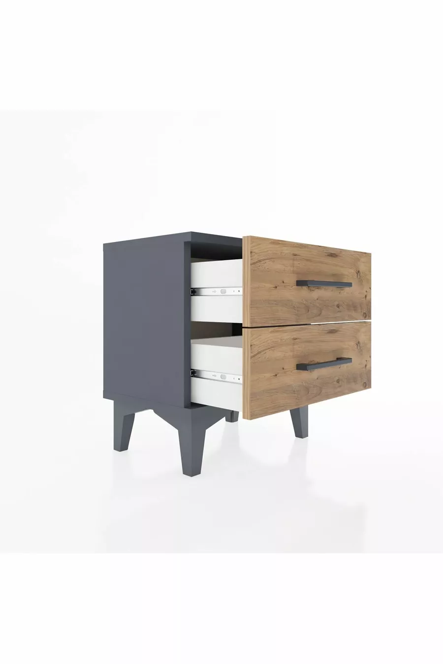 Arges Commode 2 Lades Antraciet-Naaldhout