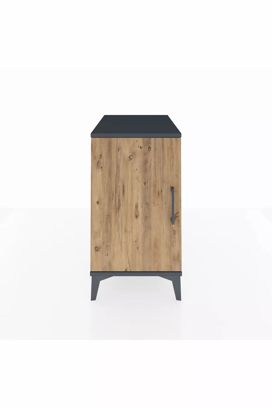 Table de chevet Kronos avec 2 étagères et 1 porte Anthracite-Épicéa