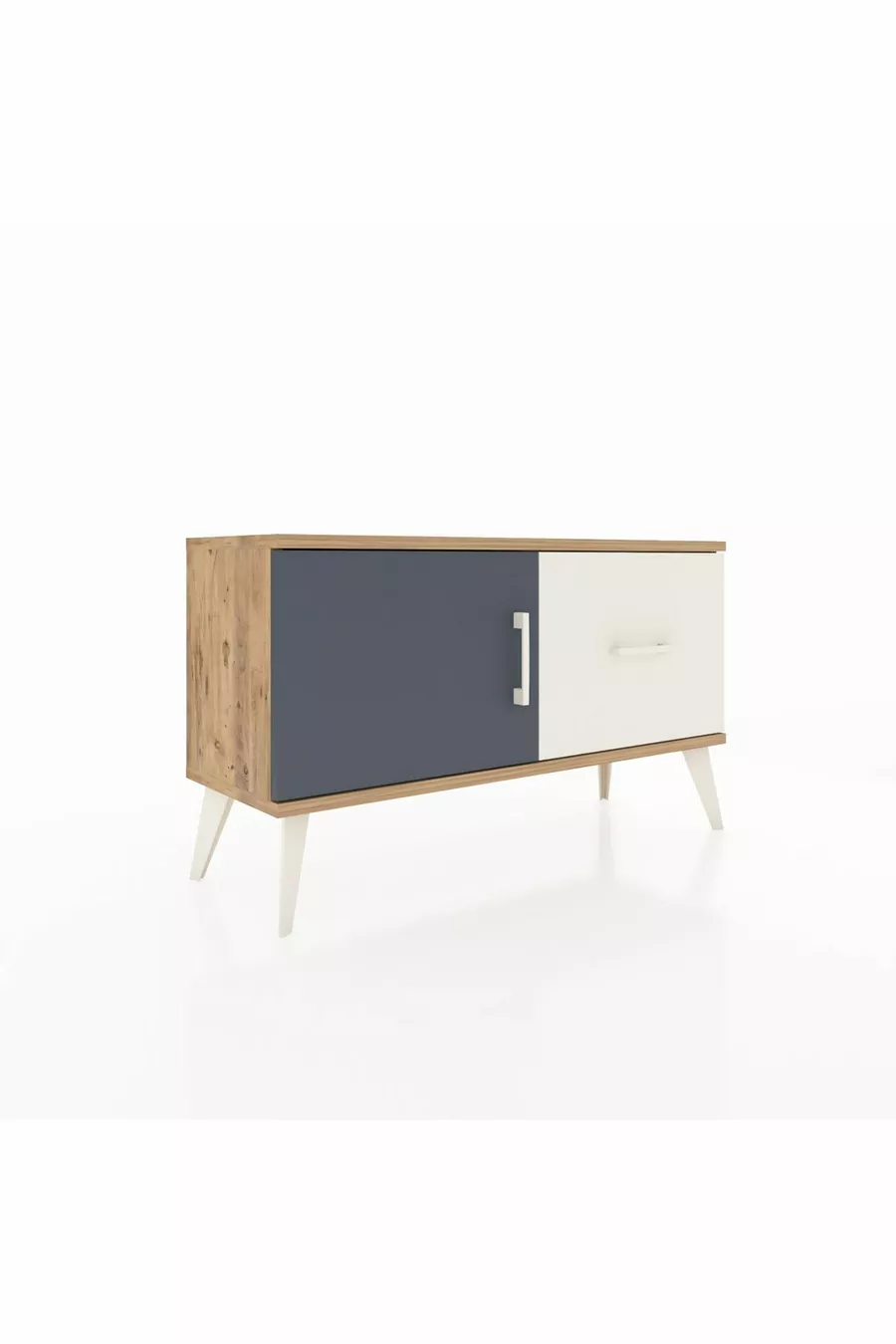 Commode Arges avec une étagère, un tiroir et une porte, pin-anthracite/pierre de lune