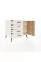Commode Kronos à une étagère, 4 tiroirs, 2 portes, Pierre de Lune/Pin
