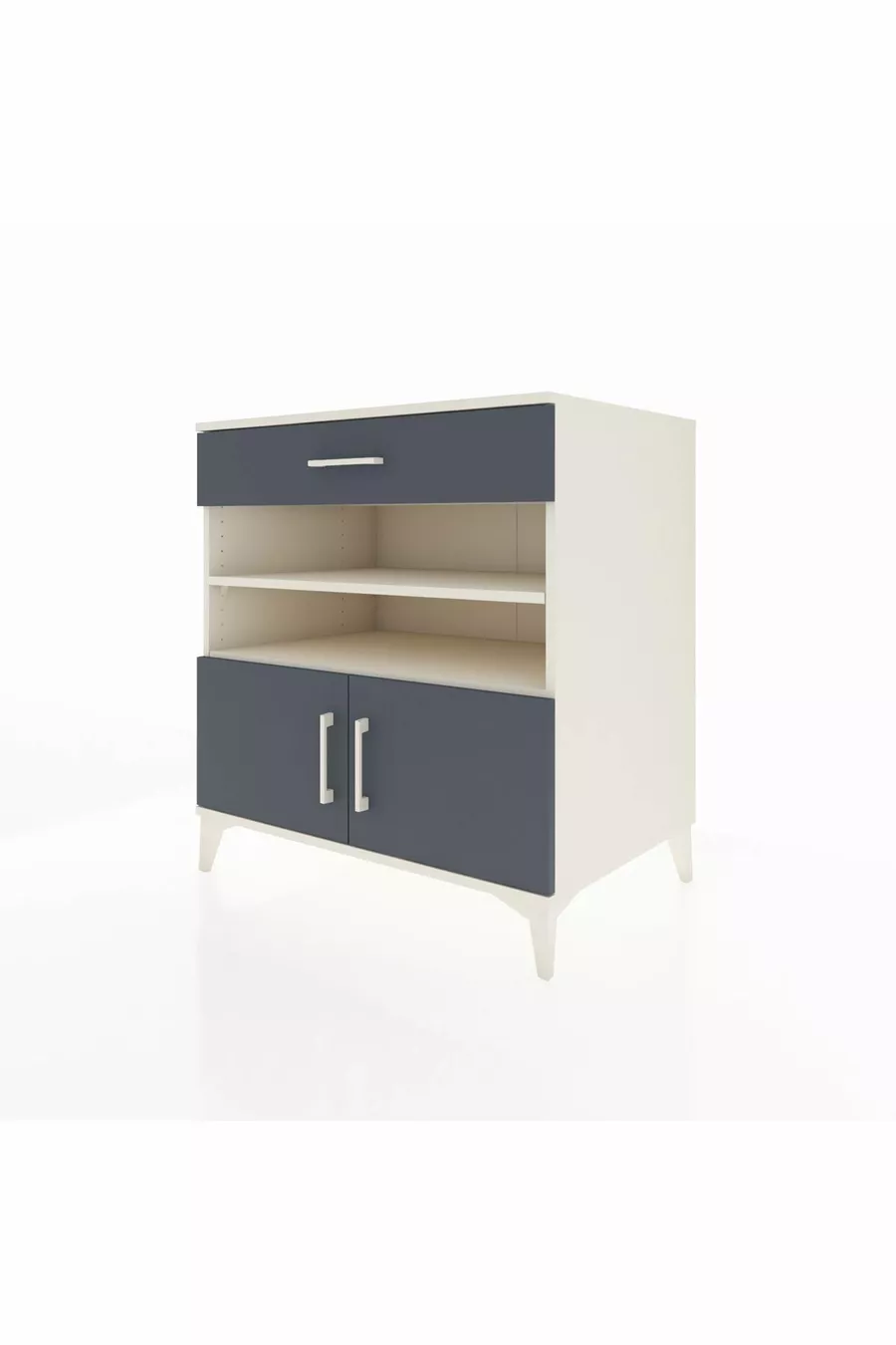 Commode Kronos avec 3 étagères, 1 tiroir et 2 portes, Pierre de Lune-Anthracite