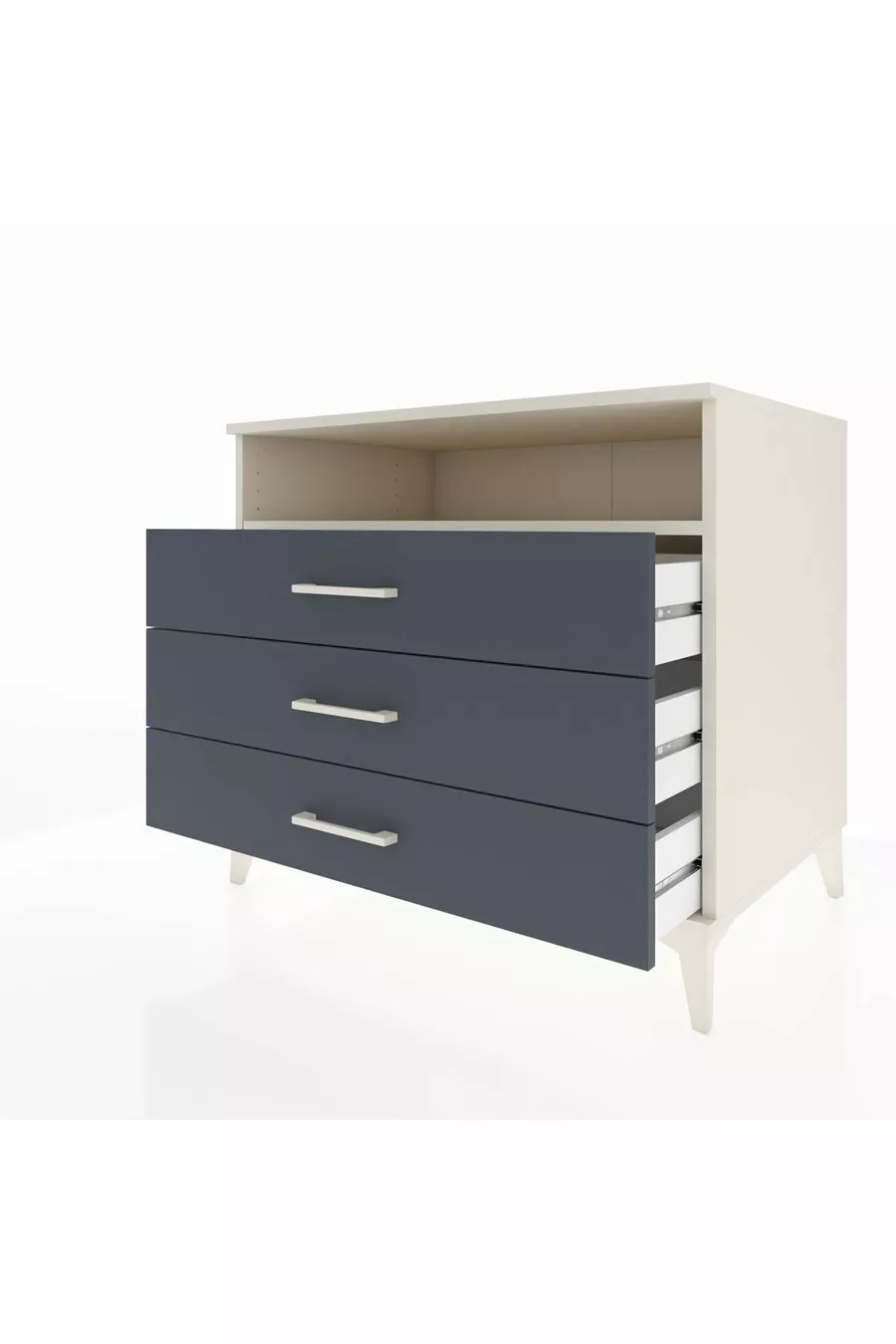 Commode Kronos avec une étagère et 3 tiroirs, Pierre de Lune-Anthracite