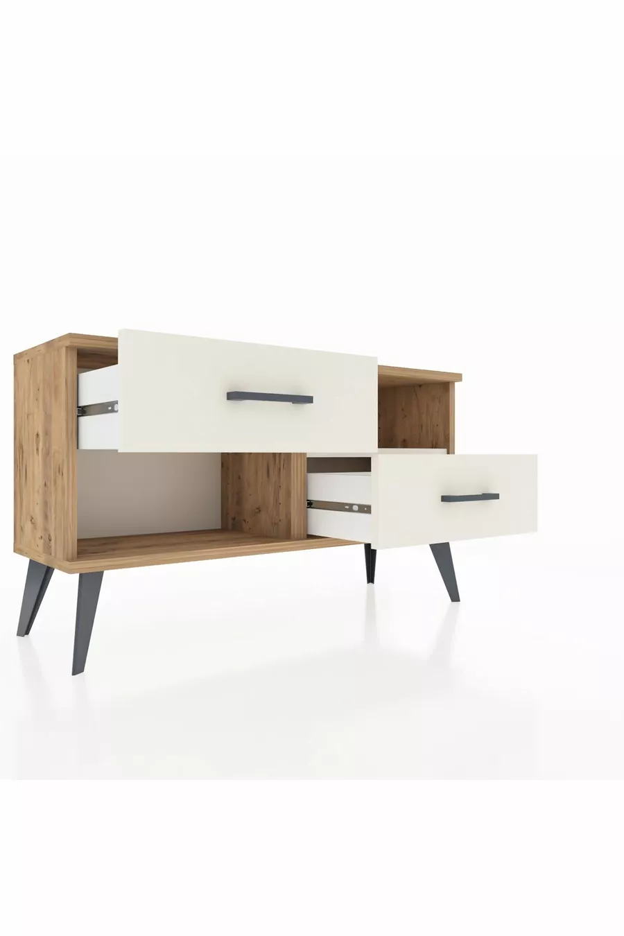 Arges Kommode mit einem Regal und 2 Schubladen, Kiefer-Marmor