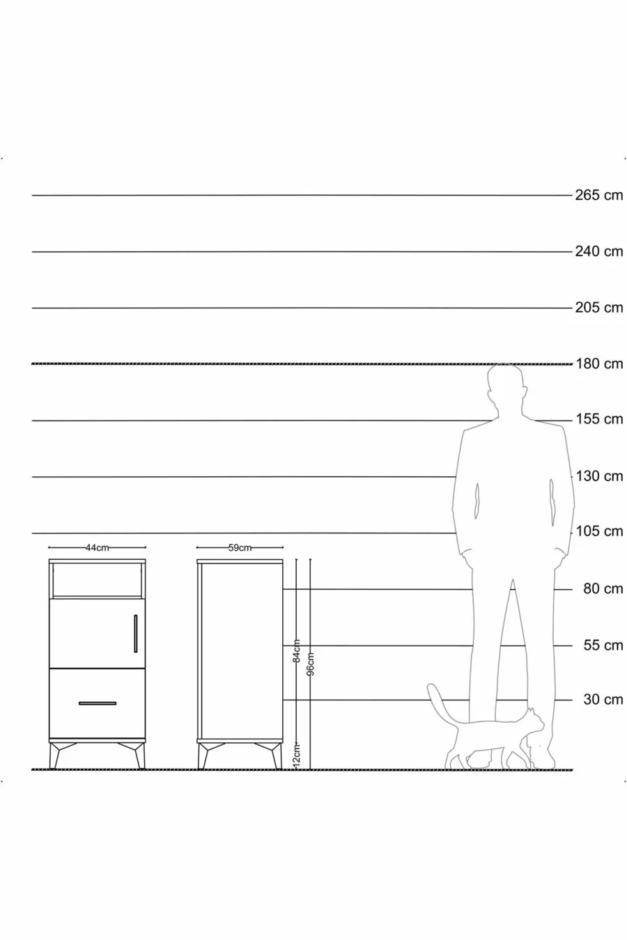 Kronos Nachtkastje 2 Planken Met 1 Lade En 1 Deurtje Agaat-Scandinavisch