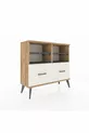 Commode Arges 4 étagères 2 tiroirs Pin-Anthracite/Gris pierre