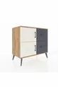 Commode Hyperion à une étagère, 2 tiroirs et 2 portes, pin-gris ardoise/anthracite