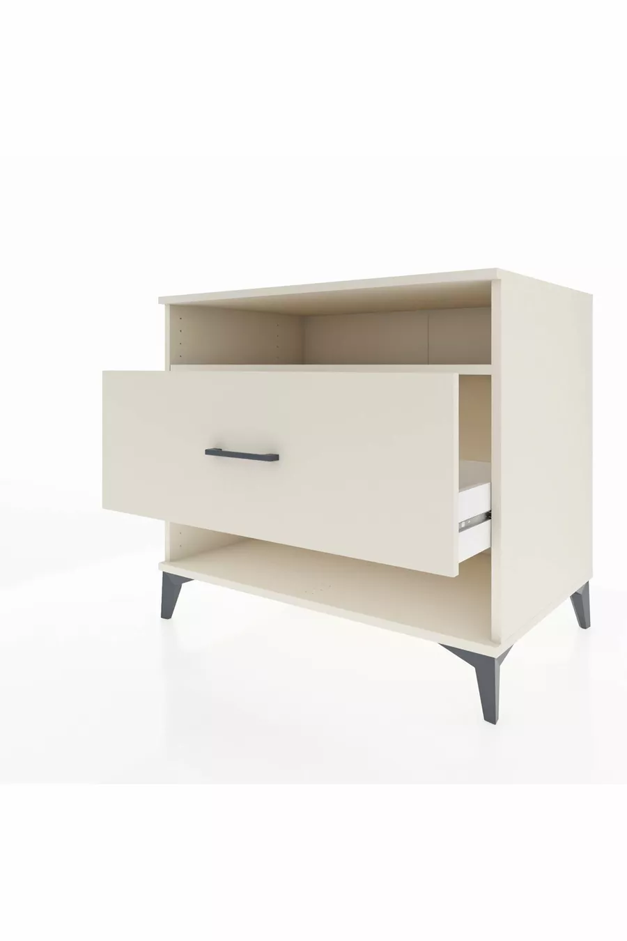 Commode Kronos à une étagère et un tiroir, Pierre de Lune-Pierres de Lune