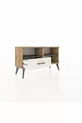 Commode Arges à 2 étagères et 1 tiroir Pin-Anthracite / Pierre de Lune