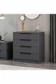 -chiffonnier Kale 4 tiroirs - Anthracite avec motifs rayés en membrane