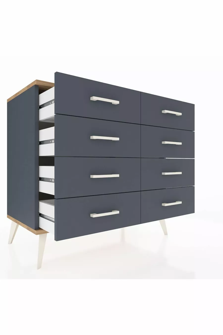 Commode Hyperion 8 tiroirs Anthracite-Cèdre/Anthracite