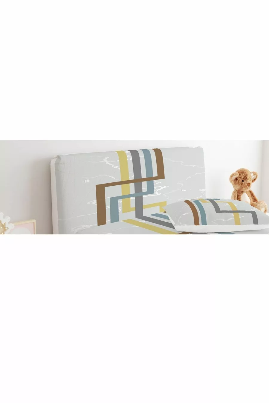 Housse de tête de lit à motif décoratif à rayures carrées