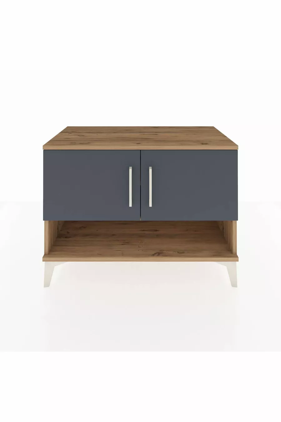 Commode Hyperion 2 étagères 2 portes Pin-Anthracite
