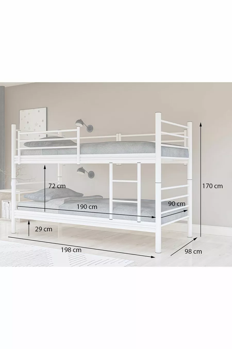 Gm Livello Letto a castello doppio smontabile Bianco