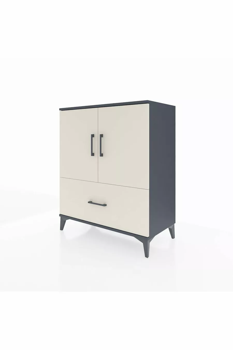 Commode Hyperion 2 étagères 1 tiroir 2 portes Anthracite-Quartz