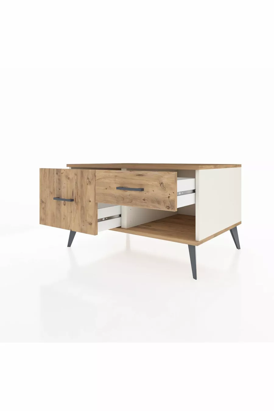 Commode Kronos 2 tiroirs Pierre de lune-Pin