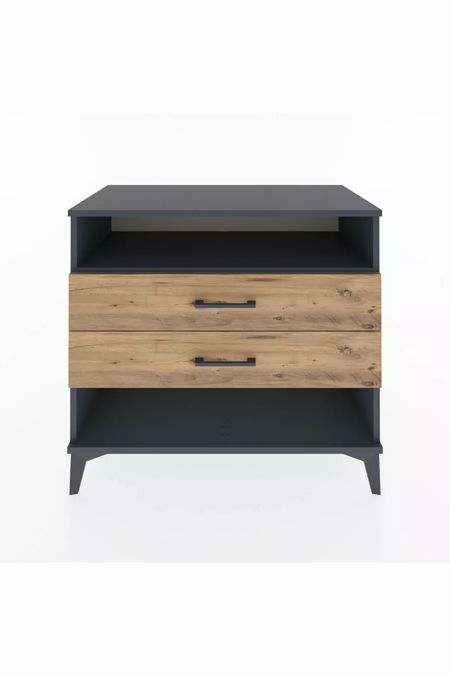 Commode Hyperion à une étagère et 2 tiroirs Anthracite-Pin