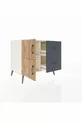 Commode Kronos à une étagère, 2 tiroirs, 2 portes, Pierre de lune/Pin/Anthracite