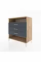Commode Hyperion à un seul étagère et 3 tiroirs Pin-Anthracite