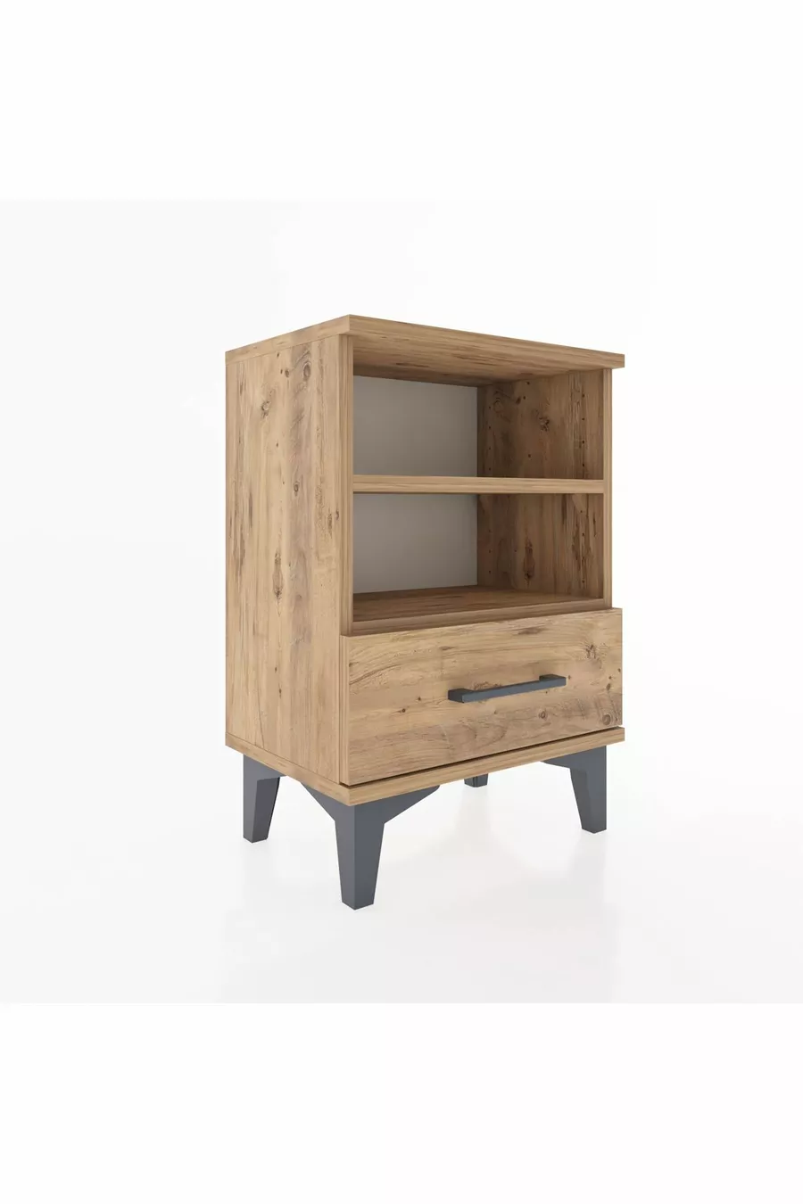 Table de chevet Arges avec 2 étagères et 1 tiroir en pin