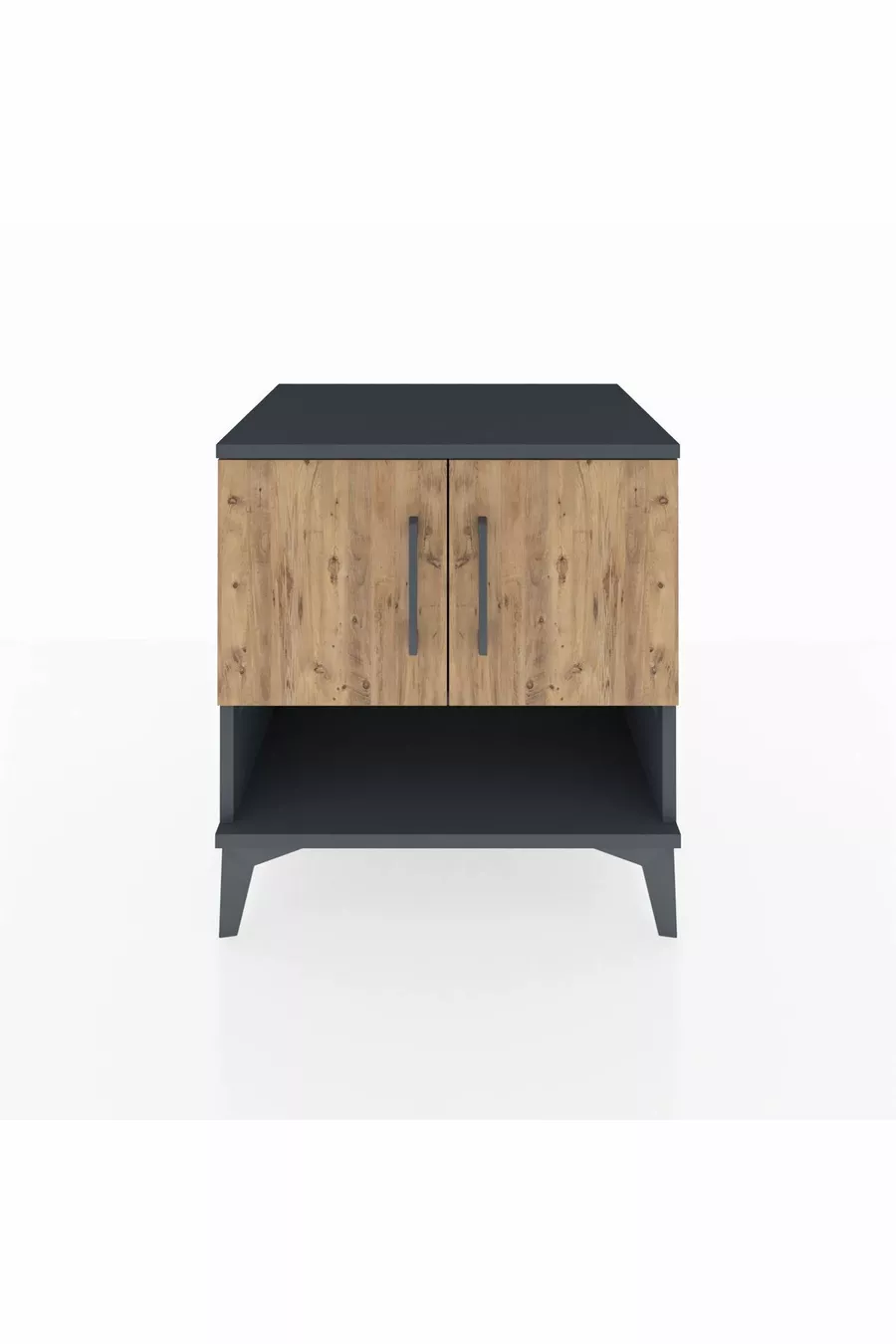 Hyperion Nightstand with 2 Shelves and 2 Doors Anthracite-Pine