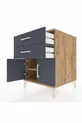 Kronos Table de chevet avec une étagère, 2 tiroirs et 2 portes, pin-anthracite