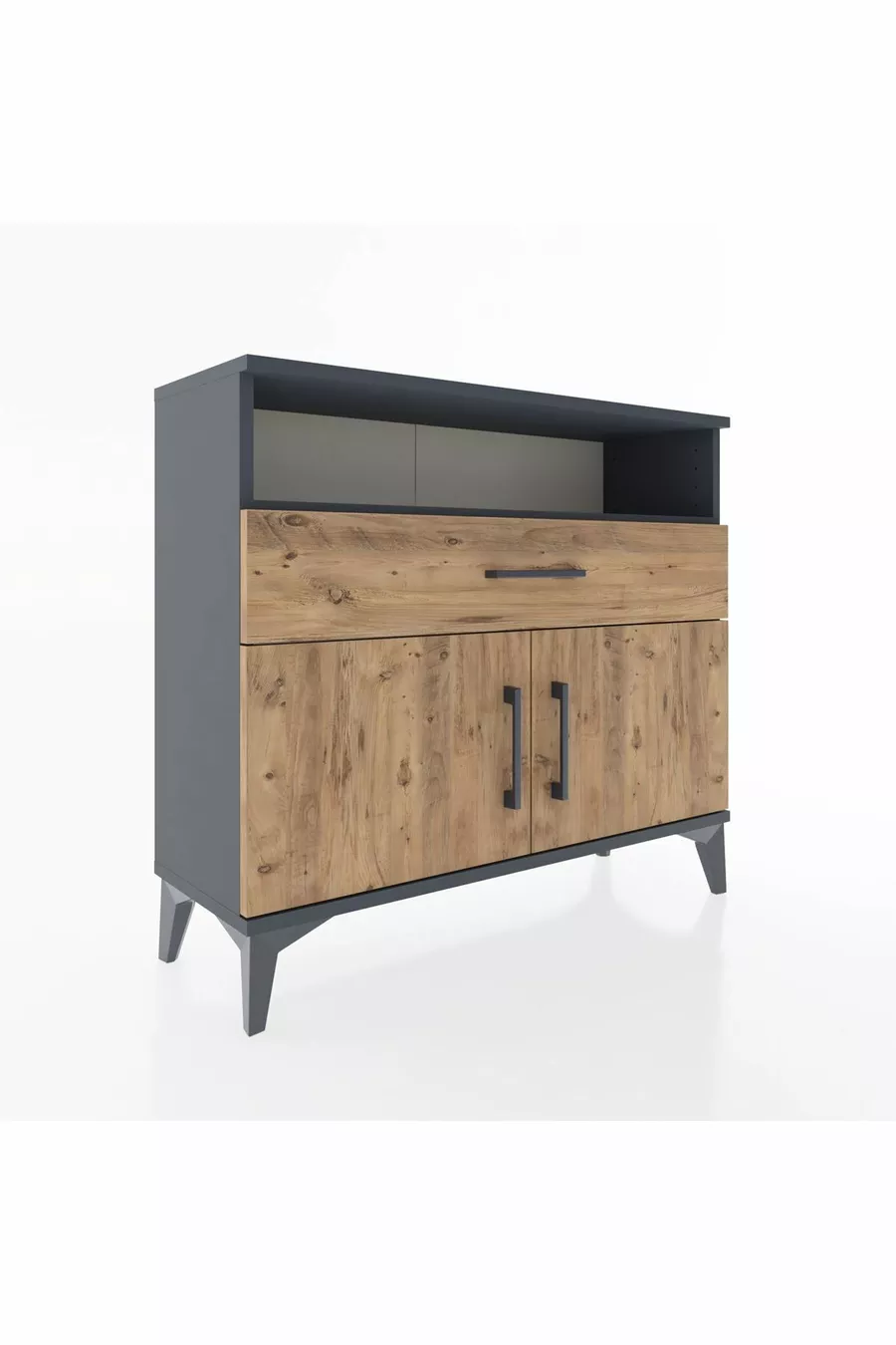 Commode Arges 2 étagères, 1 tiroir, 2 portes, Anthracite-Pin