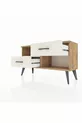Commode Arges à une étagère et 2 tiroirs en pin-pierre d'onyx