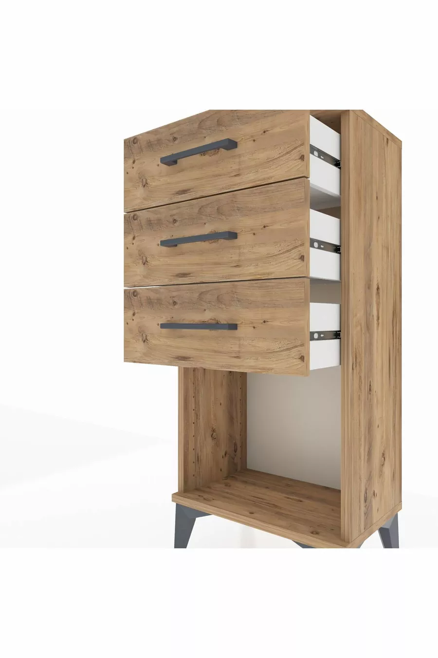 Arges Nachttisch mit 3 Schubladen Kiefer-Kiefer