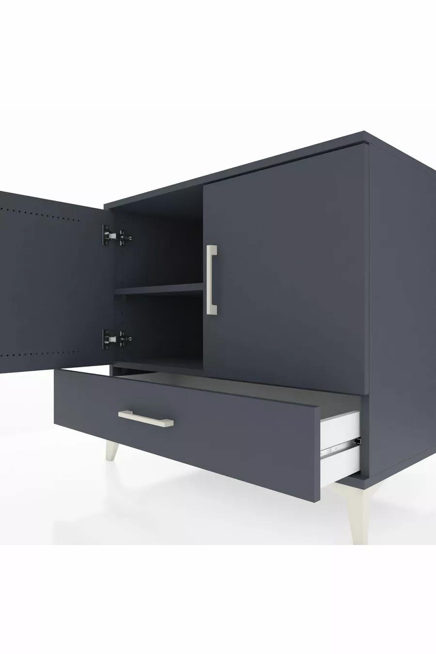 Kronos Comò 2 Ripiani 1 Cassetto 2 Ante Antracite-Antracite