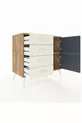 Commode Hyperion avec une seule étagère, 4 tiroirs et 2 portes, pin-anthracite/pierre de lune