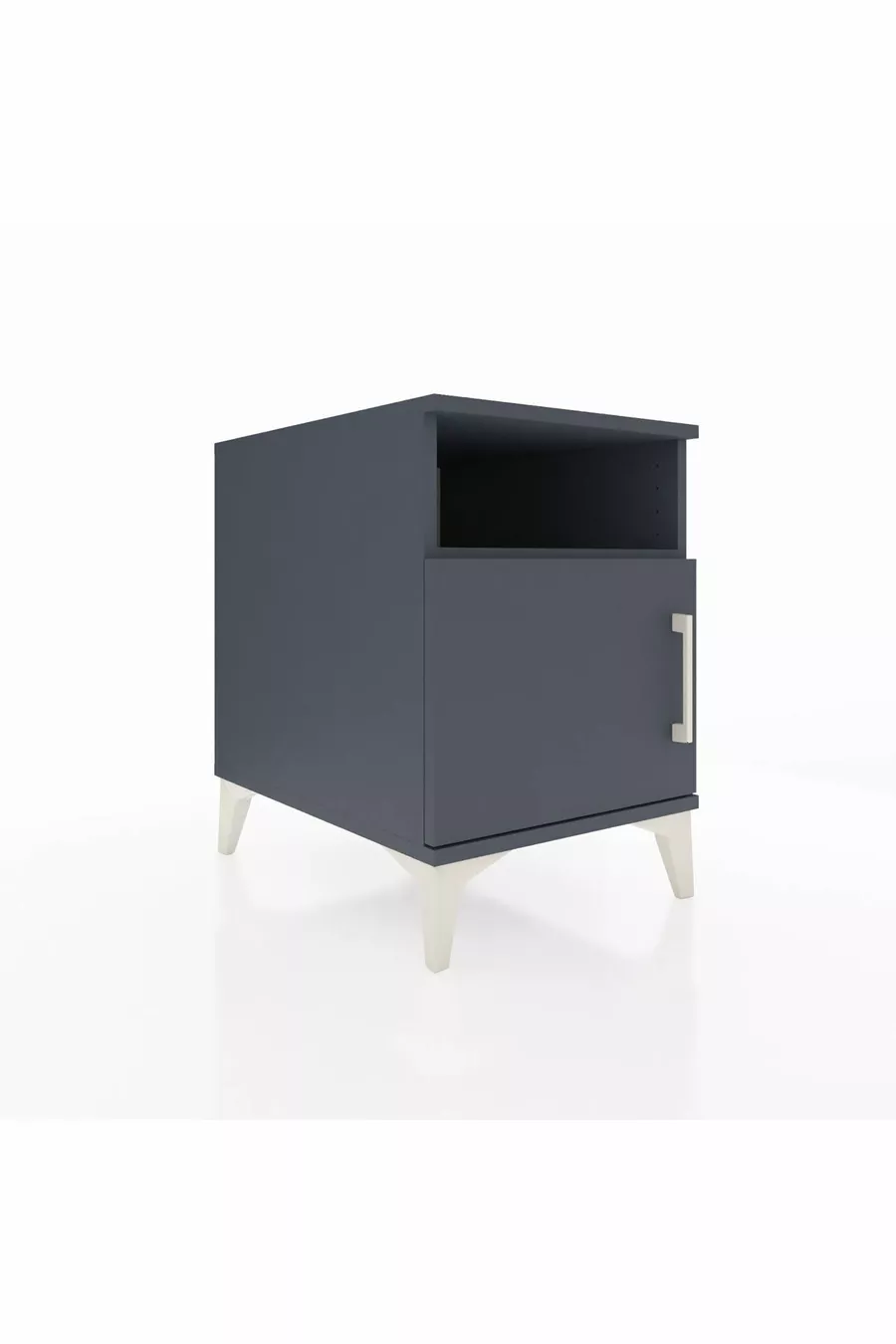 Table de chevet Kronos avec 2 étagères et 1 porte Anthracite-Anthracite