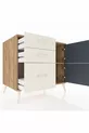 Commode Kronos à une étagère, 3 tiroirs et 2 portes, pin-anthracite/pierre de lune