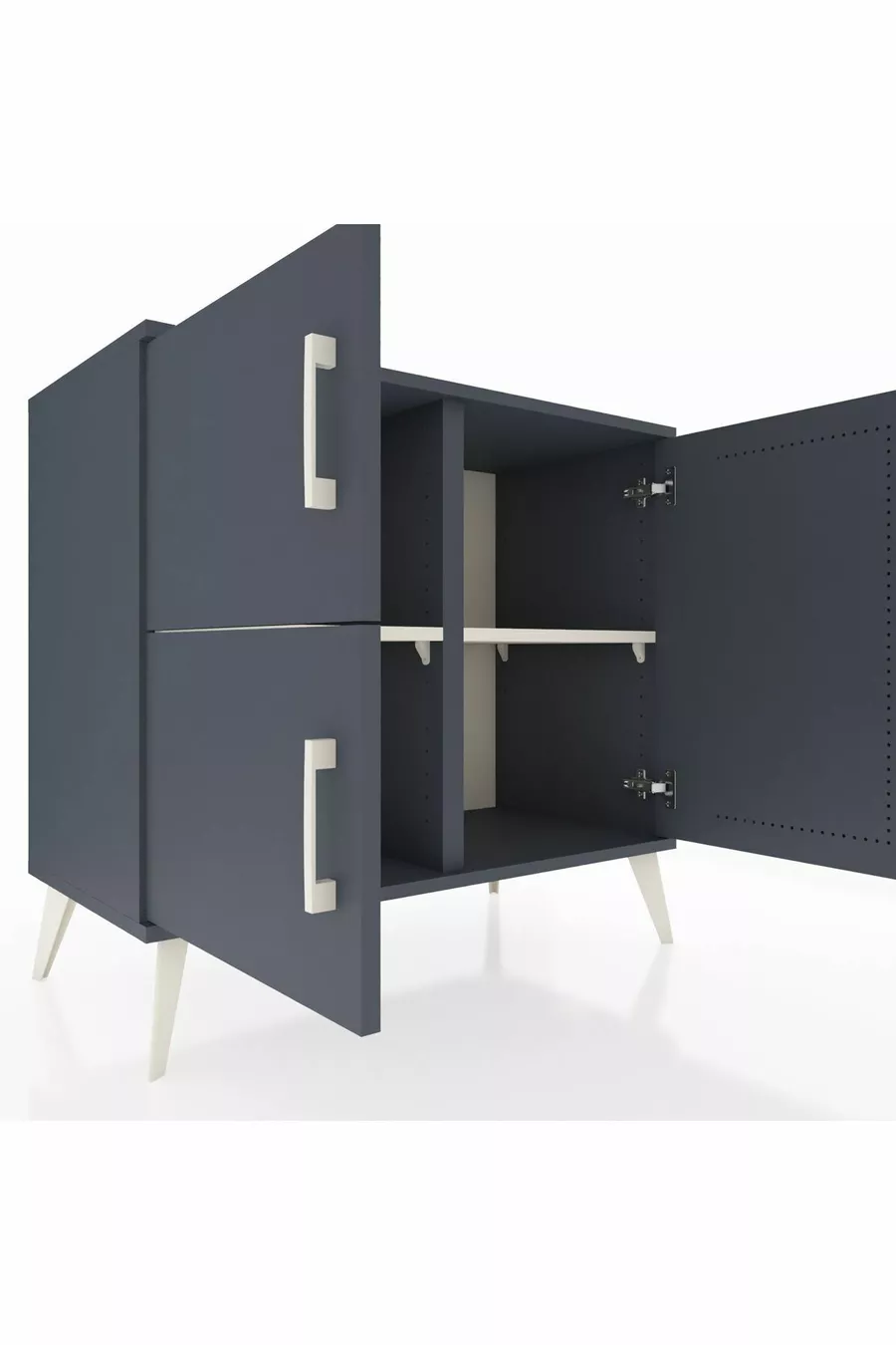 Hyperion Kommode 2 Regale 3 Türen Anthrazit-Anthrazit/Steingrau