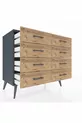 Commode Hyperion 8 tiroirs Anthracite-Anthracite/Sapin