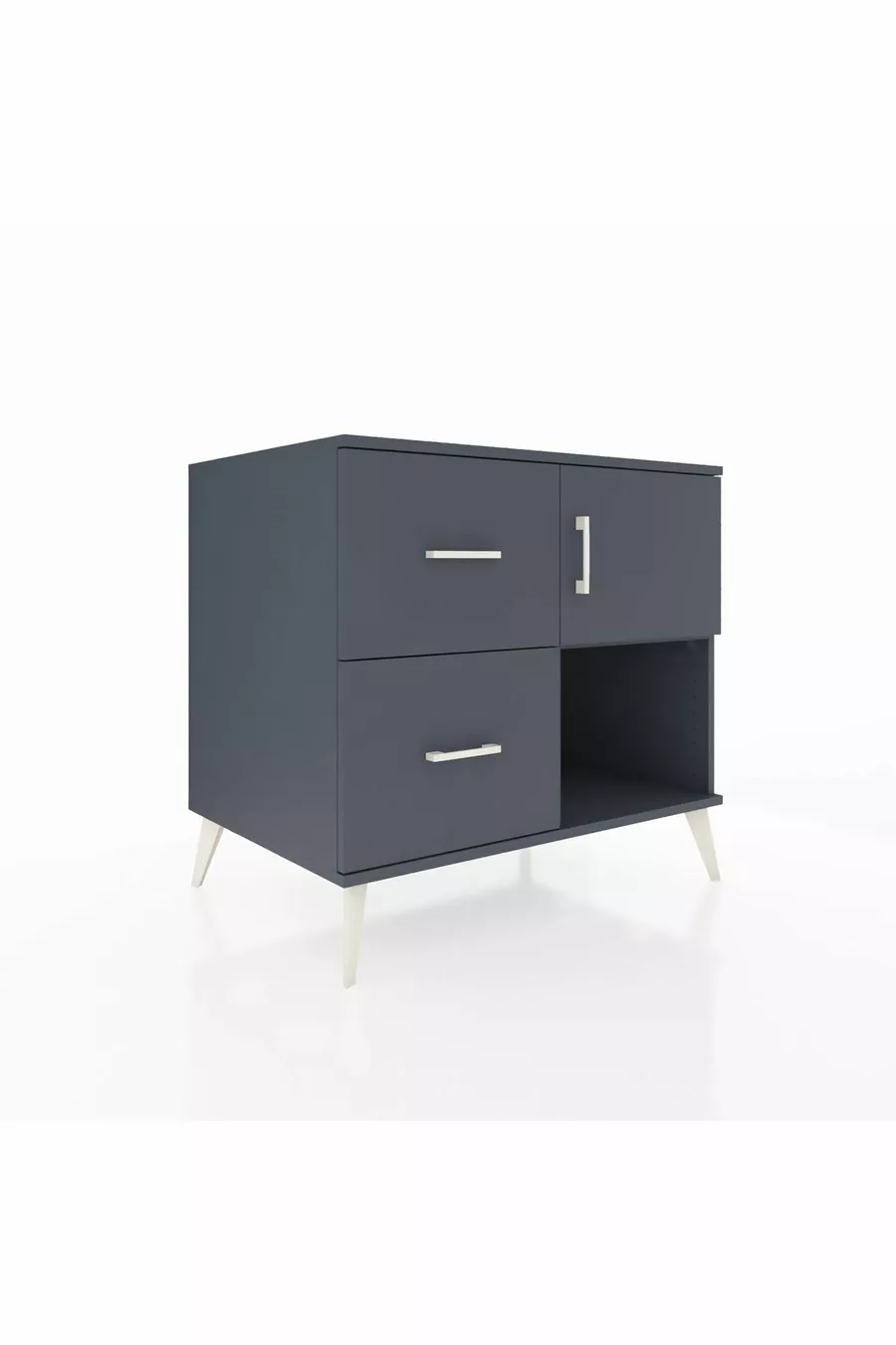 Commode Kronos à une étagère, 2 tiroirs et une porte, Anthracite-Anthracite