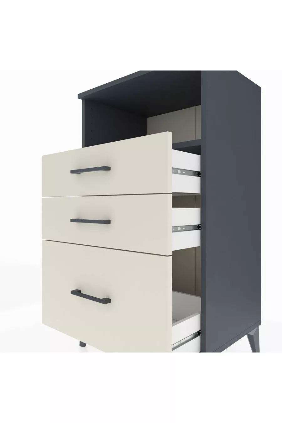 Commode Hyperion à une étagère et 3 tiroirs, anthracite-ardoise