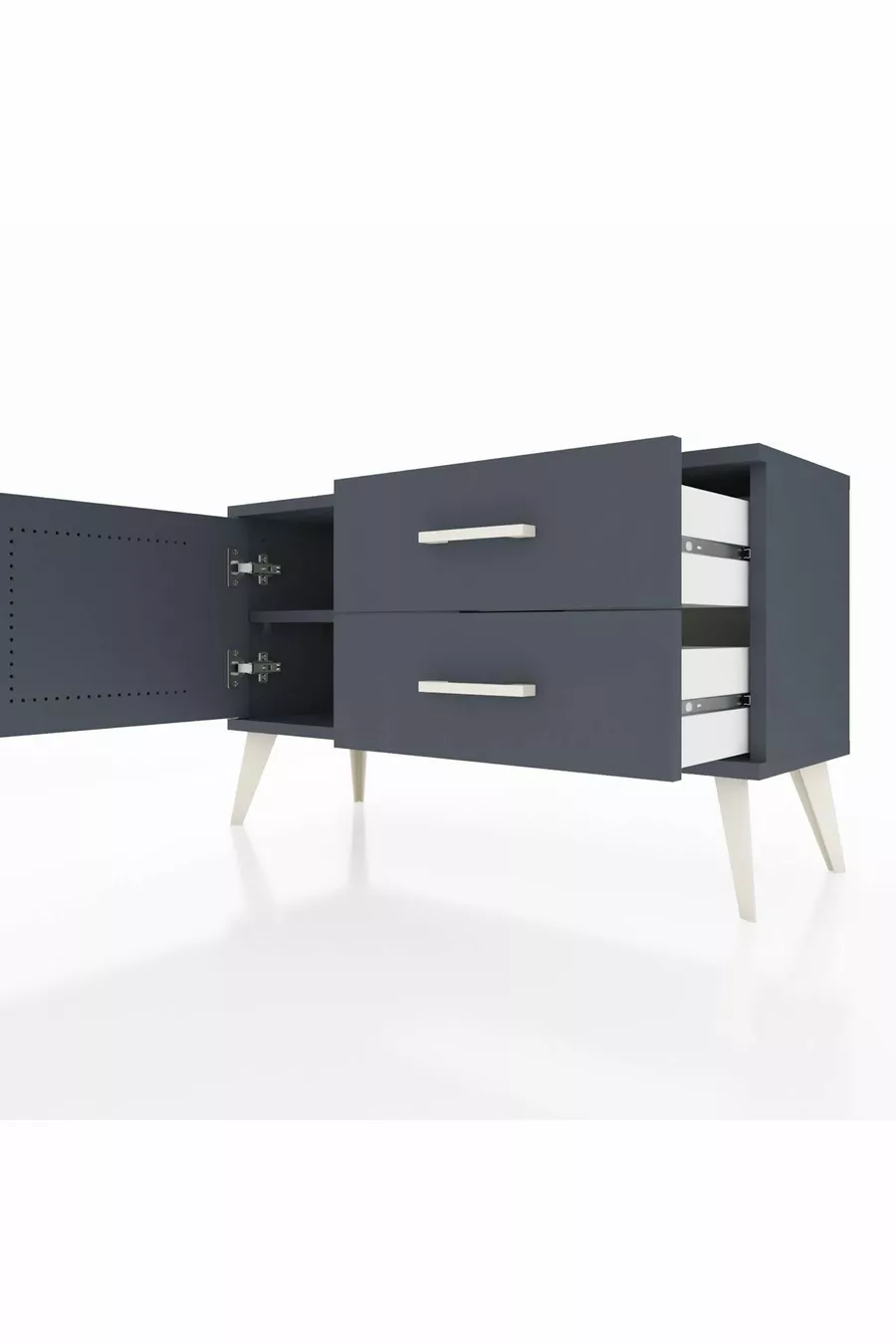 Commode Arges avec une seule étagère, 2 tiroirs et une porte, Anthracite-Anthracite