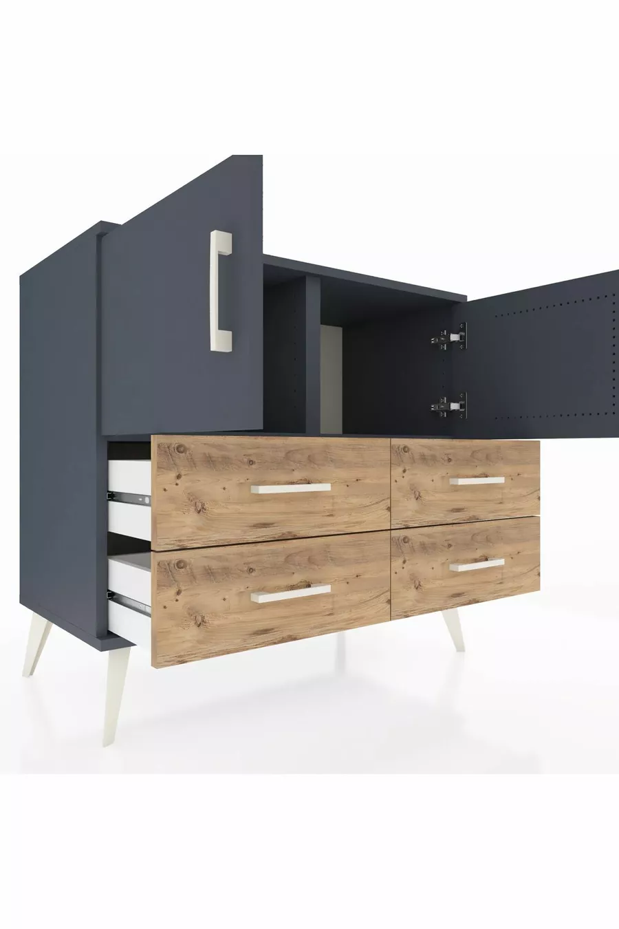 Hyperion Dressoir 2 Planken 4 Lades 2 Deuren Antraciet-Antraciet/Den