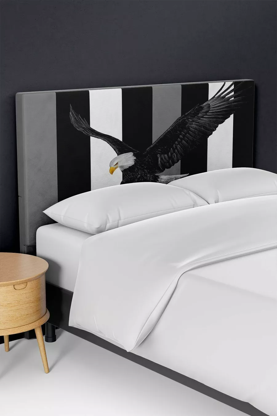 Copri testata del letto con stampa aquila bianco e nero