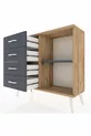Commode Arges à une étagère et 4 tiroirs en pin-anthracite