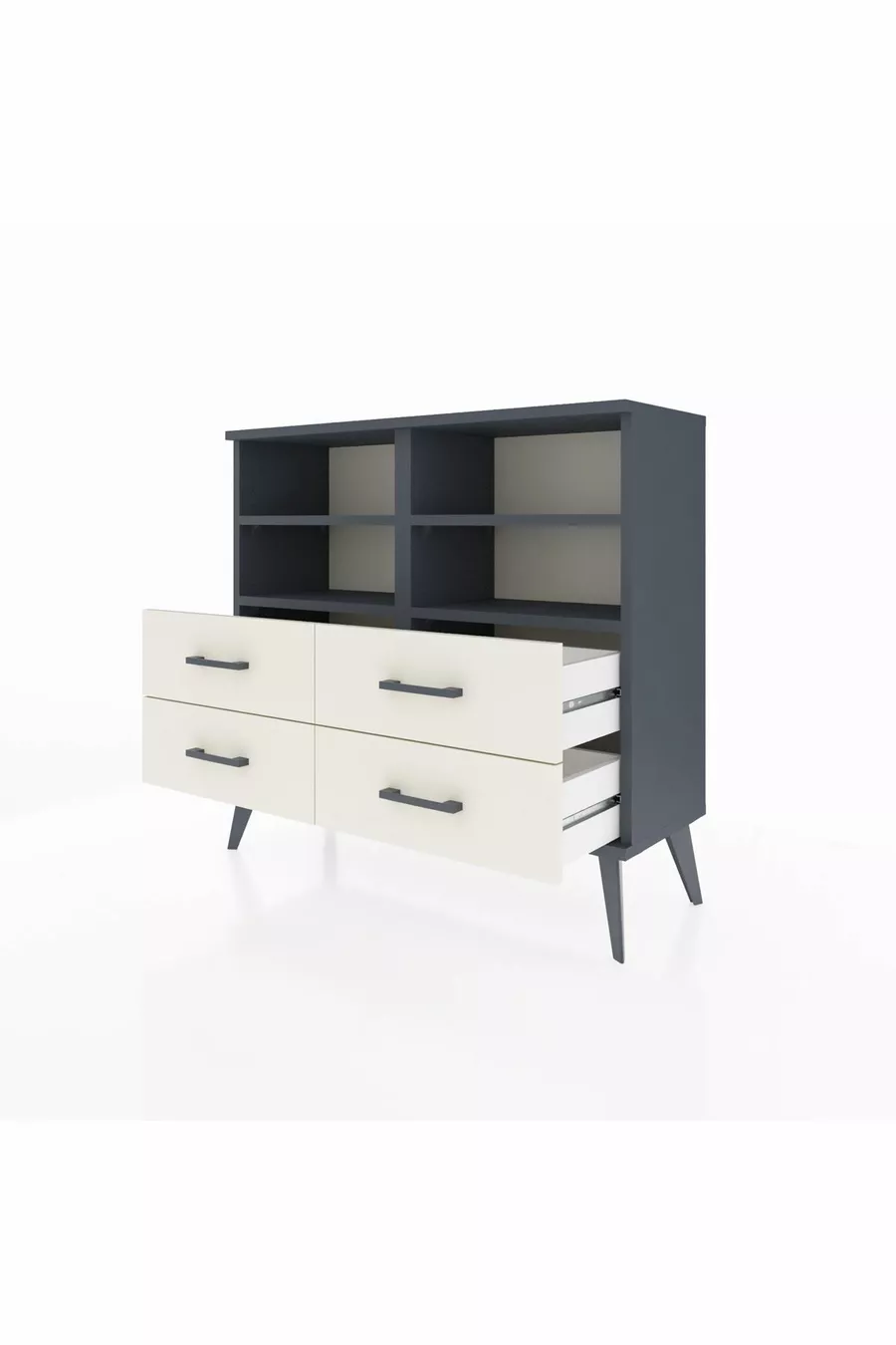 Arges Dresser 4 Shelves 4 Drawers Anthracite-Anthracite/Moonstone
