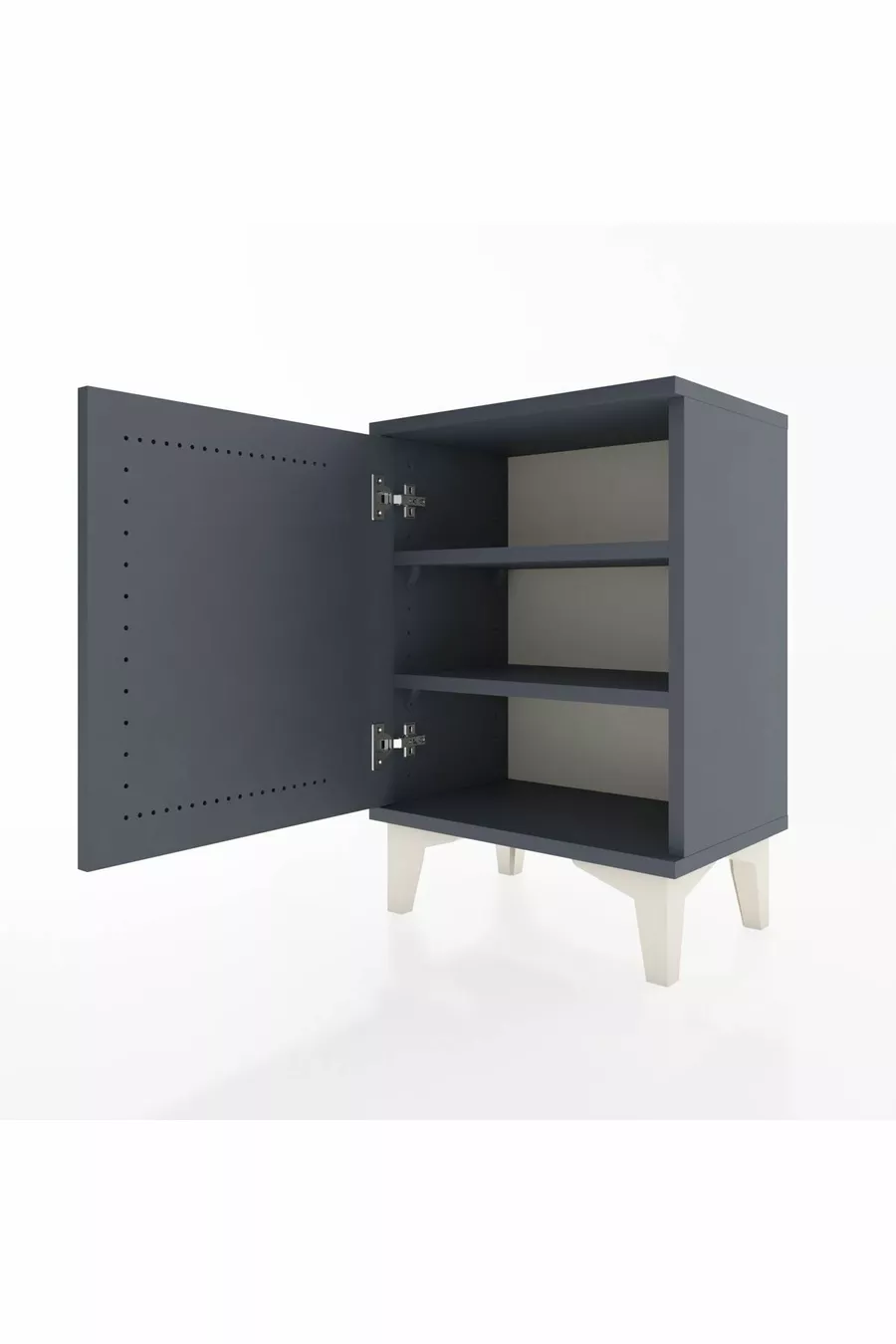 Table de chevet Arges à 2 étagères et 1 porte, anthracite-anthracite