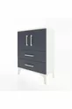 Table de chevet Arges avec 2 étagères, 2 tiroirs et 2 portes, couleur Pierre de lune-Anthracite