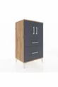Commode Hyperion à 2 étagères, 2 tiroirs, 2 portes, Pins-Anthracite