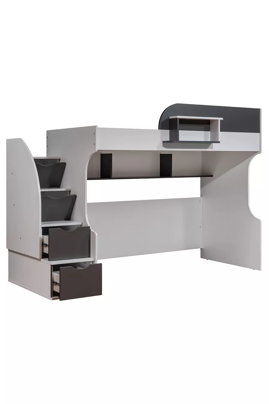 Bunk Bed, Aura Bunk Bed Bed Table 3-Door Wardrobe + 2 Comfort Mattresses