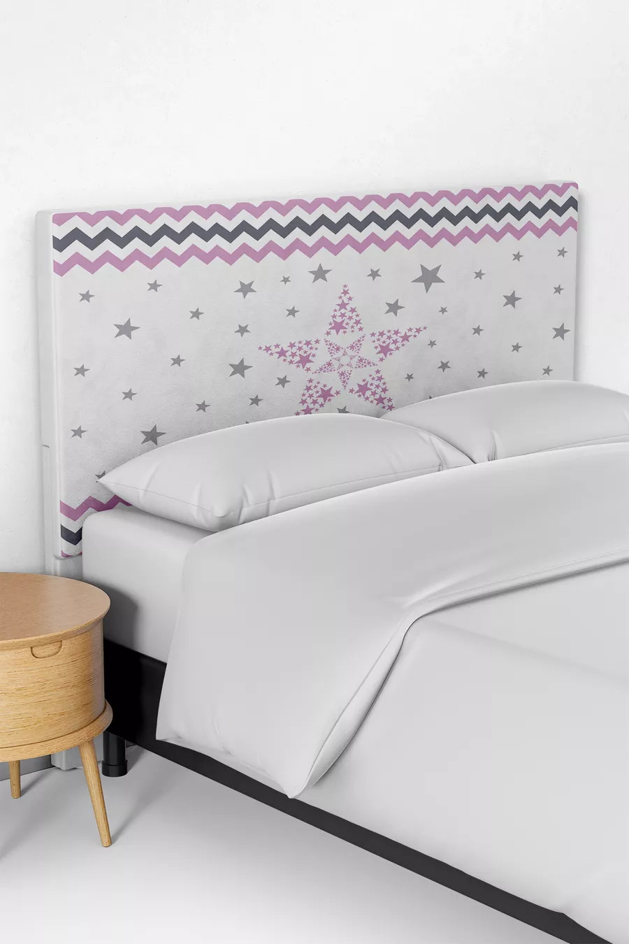 Roze Zigzag Patroon Kinderbed Boxspring Hoofdbordhoes
