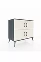 Commode Hyperion 2 étagères 4 portes Anthracite-Pierre de lave