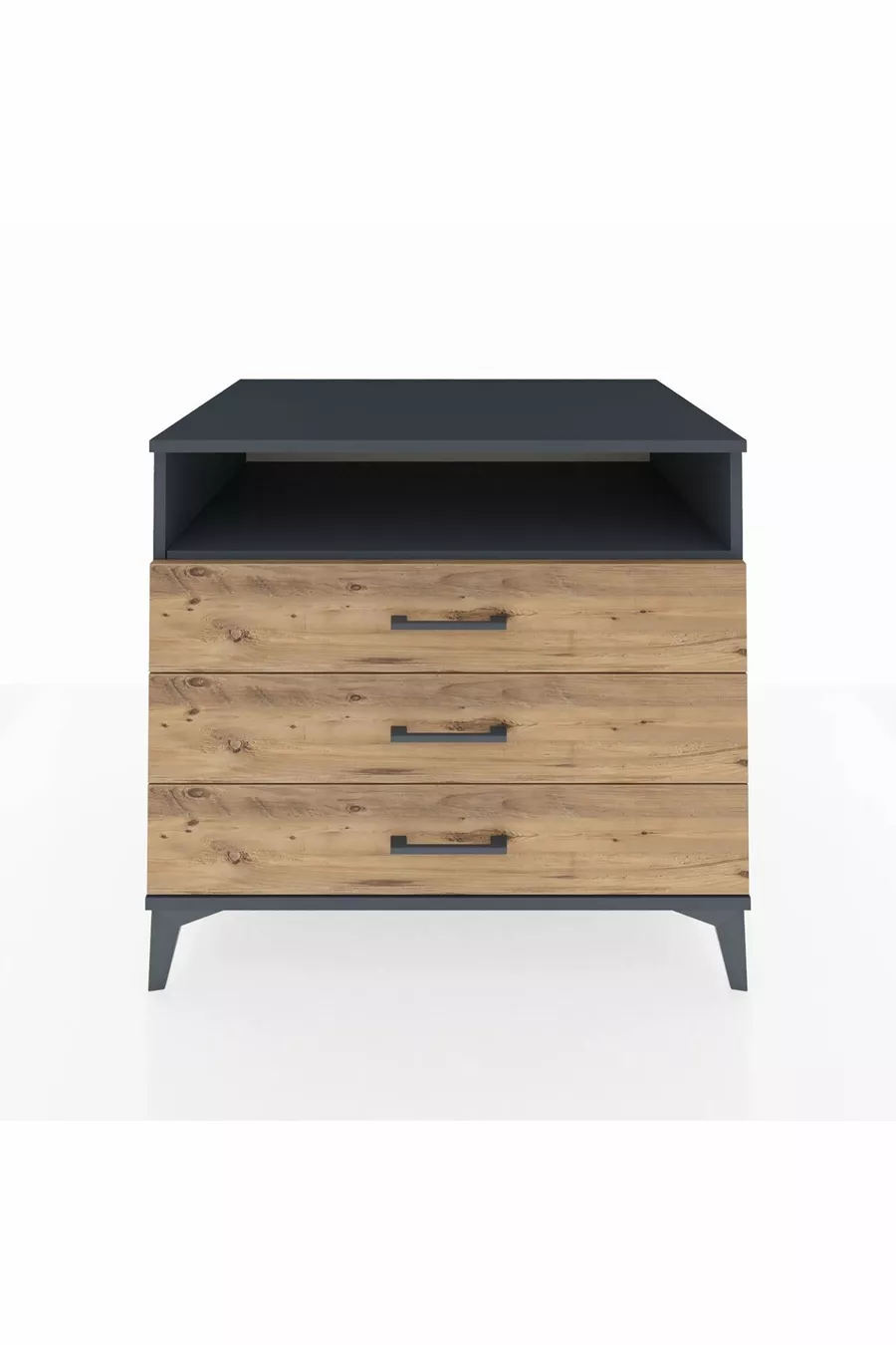 Commode Kronos à une étagère et 3 tiroirs Anthracite-Bois de pin